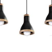 Milagro - Lampa wisząca HOLLY BLACK / WOOD 3xE27 60W