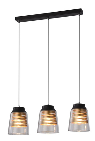 Candellux - Fresno Lampa Wisząca Czarny 3X60W E27 Klosz Bezbarwny