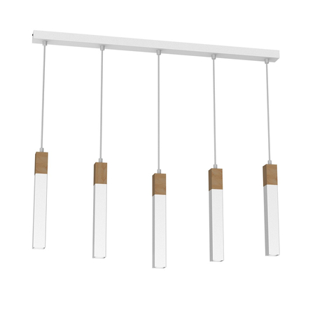 Milagro - Lampa wisząca SOLO SAWN WHITE / PATINATED WOOD 5x mini GU10