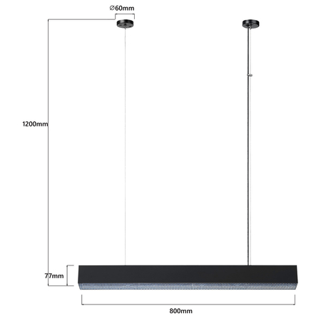 Lampa Wisząca Mira M 80 cm Czarna Sterowanie Tuya 32W LED Zmienna Barwa CCT