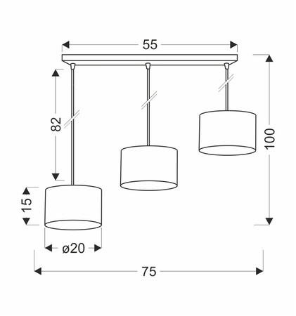 Candellux - Pandy Lampa Wisząca Czarny 3X40W E27 Abażur Czarny+Złoty