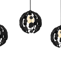 Milagro - Lampa wisząca GAIA BLACK / WOOD 3xE27 60W