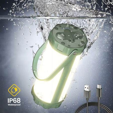 Lampa LED Kempingowa Akumulator Ładowanie USB C Wodoodporna IP68 1200 Lumen