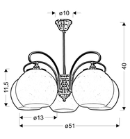 ORBIT LAMPA WISZĄCA 5X60W E27 PATYNOWA MIEDŹ
