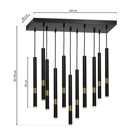 Milagro - Lampa wisząca MONZA BLACK/GOLD 11xG9 8W