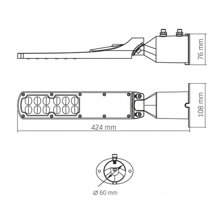 Lampa Uliczna Videx 30W 3000 Lumenów Zasilanie Sieciowe Barwa 5000K IP65 VL-SLE18-0305