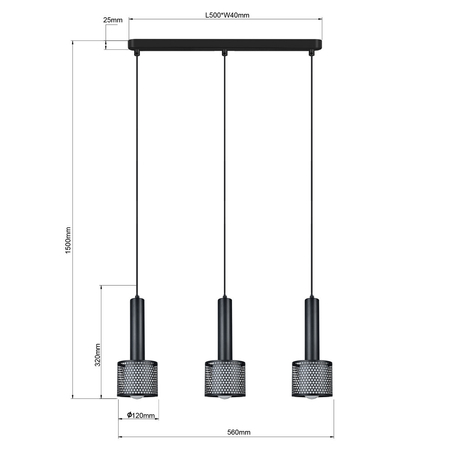 Lampa wisząca Amo czarna 3xE27