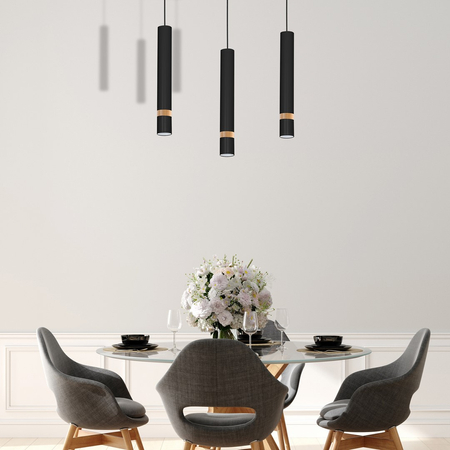 Milagro - Lampa wisząca JOKER BLACK/WOOD 3xGU10