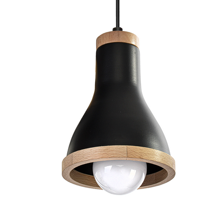 Milagro - Lampa wisząca HOLLY BLACK / WOOD 3xE27 60W