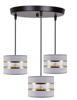 Candellux - Pandy Lampa Wisząca Czarny Talerz 3X40W E27 Abażur Szary+Złoty