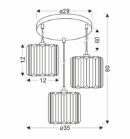 GLASSIA LAMPA WISZĄCA TALERZ CZARNY 3X40 E27 KLOSZ CZARNY+KRYSZTAŁY BEZBARWNE