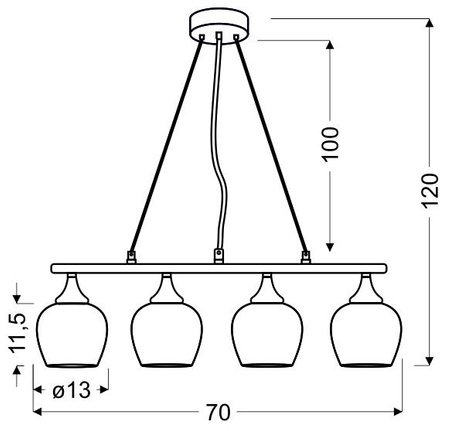 Candellux - Sirius Lampa Wisząca 4X60W E27 Chrom 3D