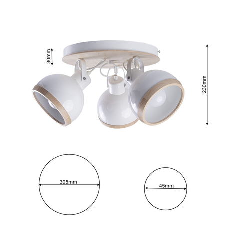 Milagro - Lampa sufitowa OVAL WHITE 3xE27