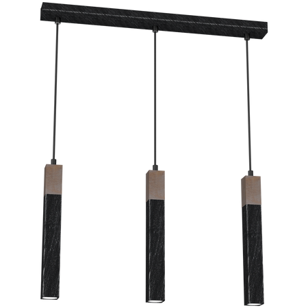 Milagro - Lampa wisząca SOLO SAWN BLACK / PATINATED WOOD 3x mini GU10