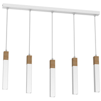Milagro - Lampa wisząca SOLO SAWN WHITE / PATINATED WOOD 5x mini GU10