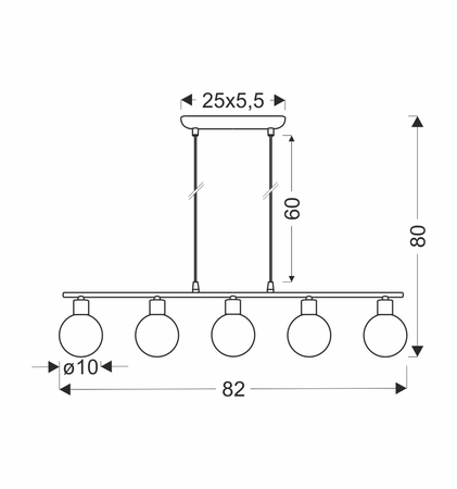 Oden lampa wisząca chromowy 5x40w g9 klosz biały