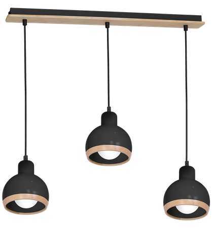 Milagro - Lampa wisząca OVAL BLACK 3xE27