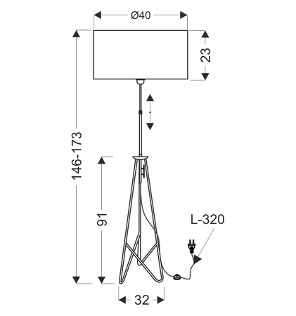 Candellux - Float Lampa Podłogowa Czarna 1X60W E27 Abażur Czerwony