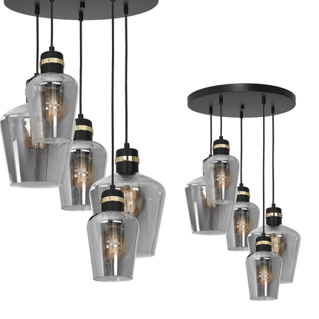 Milagro - Lampa wisząca RICHMOND BLACK / GOLD 5xE27  Koło