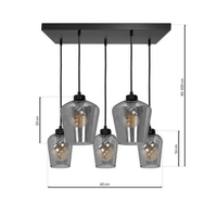 Milagro - Lampa wisząca SANTIAGO SMOKED 5xE27