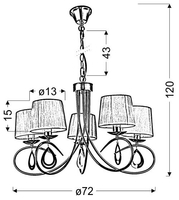 ARNIKA LAMPA WISZĄCA 5X40W E14 CHROM / BIAŁY