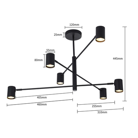 Lampa wisząca Snow 6 czarna 6xGU10
