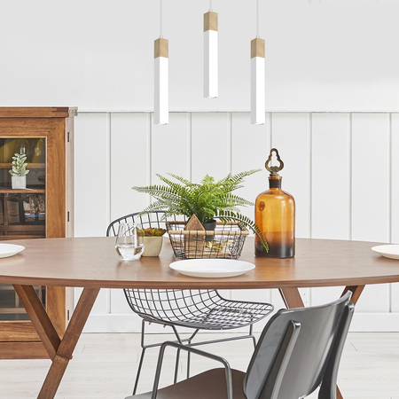 Milagro - Lampa wisząca SOLO SAWN WHITE / PATINATED WOOD 3x mini GU10