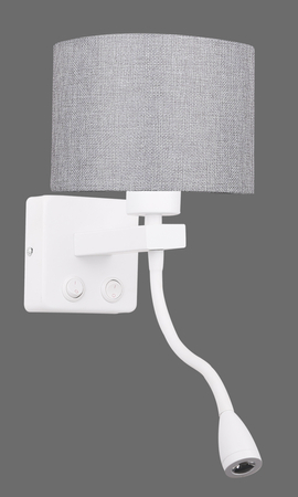 POLO KINKIET 1X40W E27 + 2W LED BIAŁY ABAŻ. OKRĄGŁY SZARY