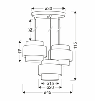 Hare lampa wisząca chromowy talerz 3x60w e27 abażur szary+srebrny
