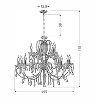 AURORA LAMPA WISZĄCA 10+5*40W E14  ZŁOTO