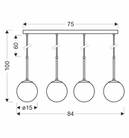 Pompei lampy wiszące czarny 4x4x40 e27 klosz biały