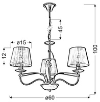 Candellux - Diva Lampa Wisząca 3X40W E14 Chrom/Złoty