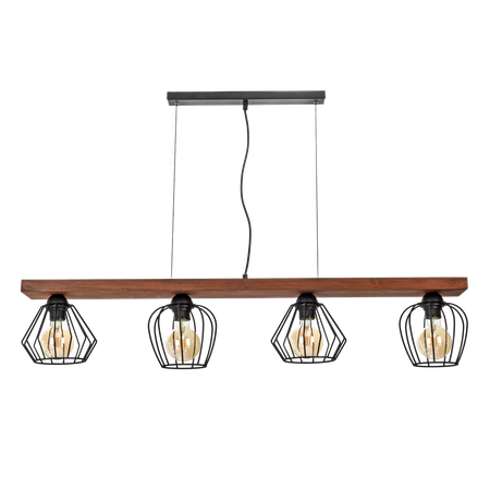 Milagro - Lampa wisząca OZZY BLACK / WOOD 4xE27 60W