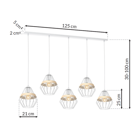Milagro - Lampa wisząca CLIFF WHITE 5xE27
