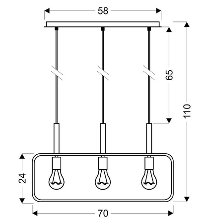 FRAME LAMPA WISZĄCA 3X60W E27 CZARNY