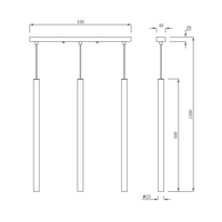 Lampa wisząca Lungo 3 linia złota 3xG9