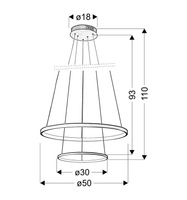 Candellux - Lune Lampa Wisząca 50 Okrągły Podwójny 40W Led 4000K Biały