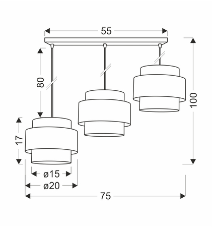 Prestige lampa wisząca czarny 3x40w e27 abażur czarny+złoty