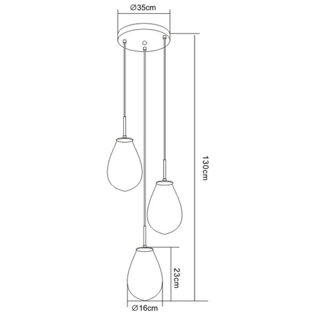 Lampa wisząca Fondi czarna 3xE14