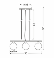 Raisa lampa wisząca chromowy 3x40w g9 klosz biały