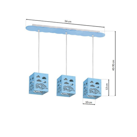 Milagro - Lampa wisząca RALLY BLUE 3xE27 60W