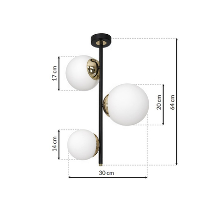 Milagro - Lampa sufitowa SPARTA BLACK / GOLD 3xE14