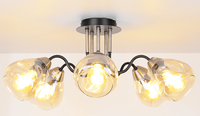 Unica lampa sufitowa czarny+złoty 5x40w e27 klosz dymiony