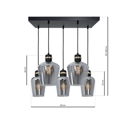 Milagro - Lampa wisząca RICHMOND BLACK / GOLD 5xE27  Prostokąt