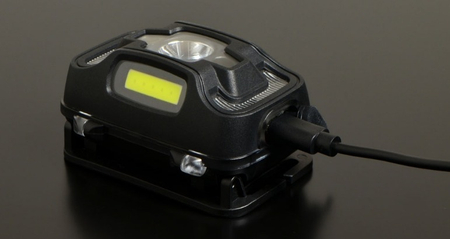 Latarka czołowa LED 5W + COB IP65 czujnik ruchu