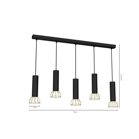 Milagro - Lampa wisząca DANTE Black/Gold 5x mini GU10
