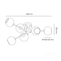 Lampa sufitowa GLOBE ELEGANCE SMOKE S6 6xE14 Kobi Design