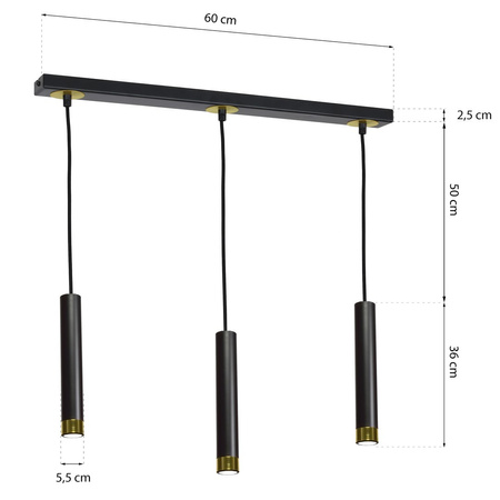 Milagro - Lampa wisząca DANI BLACK/GOLD 3xGU10