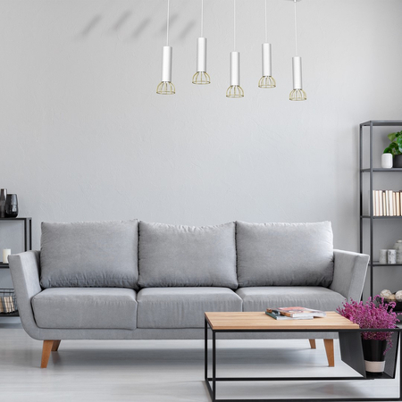 Milagro - Lampa wisząca DANTE White/Gold 5x mini GU10