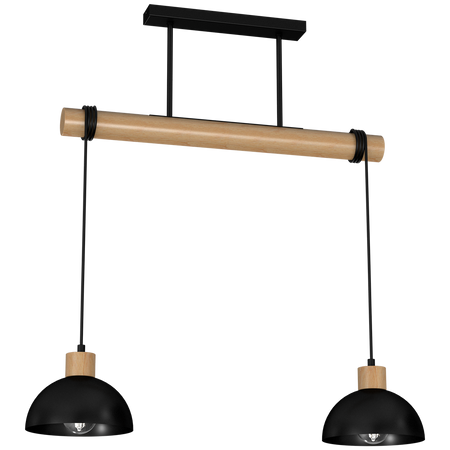 Milagro - Lampa wisząca ERIK Black/Wood 2xE27